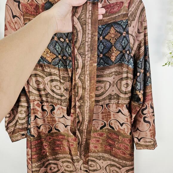 Soft Surroundings Boho Maxi Shirt Dress Duster Button Front Western Country PS - Picture 10 of 15